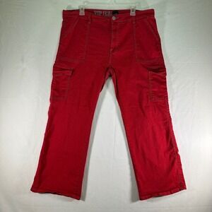 VIP Jeans Wide Leg Stretch Denim Red Cargo Pants Pockets Valentine Womens 23-24